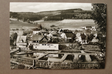 Postcard PC Kirchhundem Albaum Sauerland 1950s Hotel Restaurant Zur Post Town architecture NRW